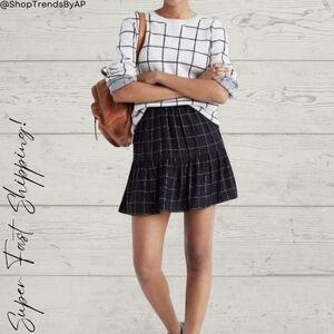 Madewell Windowpane Plaid Black and White Mini Skirt